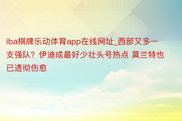 iba棋牌乐动体育app在线网址_西部又多一支强队？伊迪成最好少壮头号热点 莫兰特也已透彻伤愈